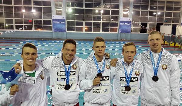 Andrzej Waszkewicz | European SC Swimming Championships, Netanya 2015 4x50 freestyle men, Belarus swimming team, Netanya 2015