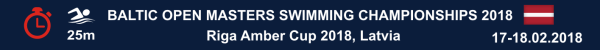 Riga Amber Cup 2018 – Results Baltic Open Masters Swimming Championships, Результаты, Riga Amber Cup 2018, Results